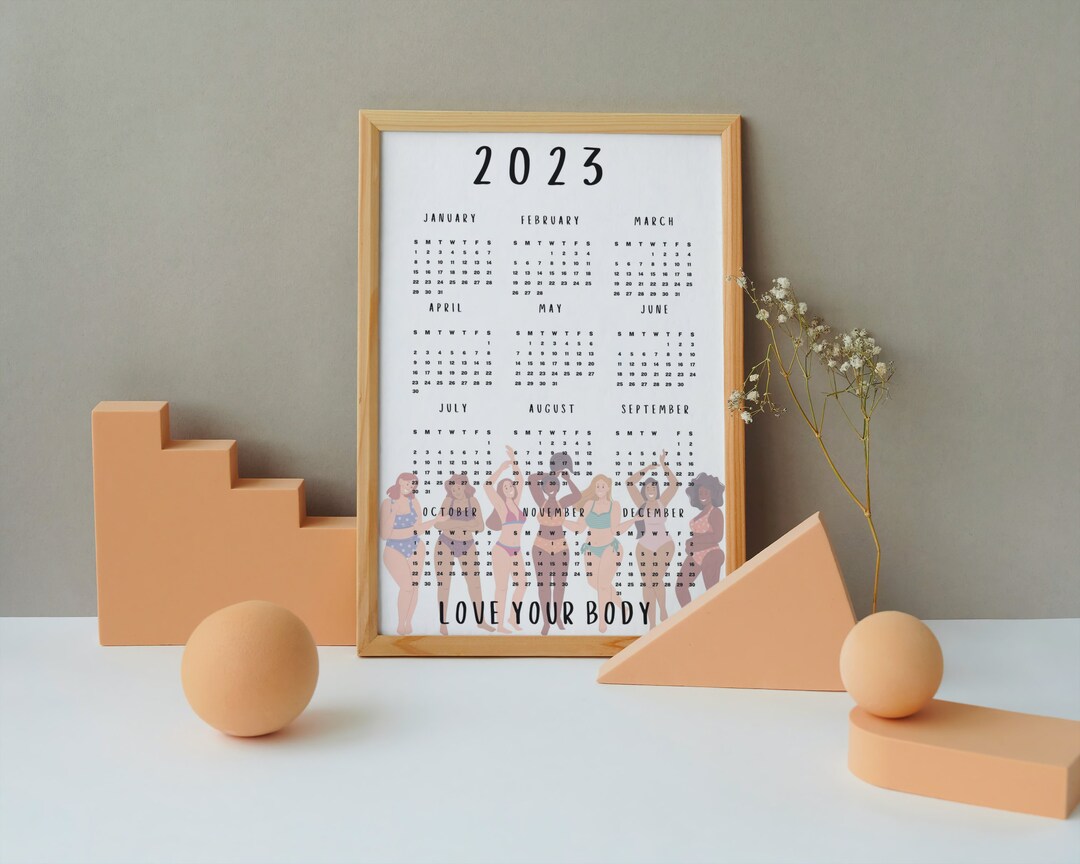 2023 Body Positivity Calendar, Digital & Printable Etsy