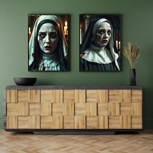 2 For Price Of 1 | Possessed Demonic Nun Horror Poster | Gothic Printable Art | Creepy  Wall Decor | Digital Scary Movie Style Download