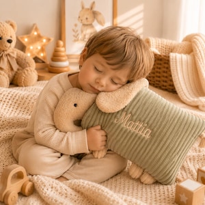 Kuschelkissen Elefant, Kissen mit Namen, Geschenkkkissen, Kuschelkissen Schlafelefant Personalisiertes Elefanten, Baby Geschenk image 1