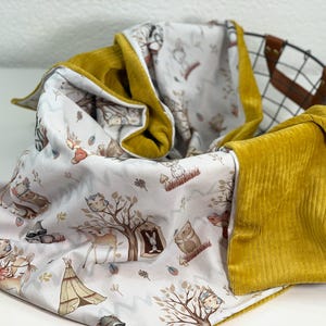 Babydecke、Bestickte Süße Decke、personalisiert、Geburtsdecke、Kuscheldecke、Baumwolle & Waffelstoff oder Cord、Geschenk zur Geburt