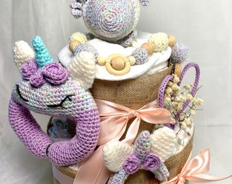 Windeltorte neutral – Windeltorte, Geschenk zur Geburt, Baby Geschenk neutral, Junge und Mädchen, verschiedene Arten