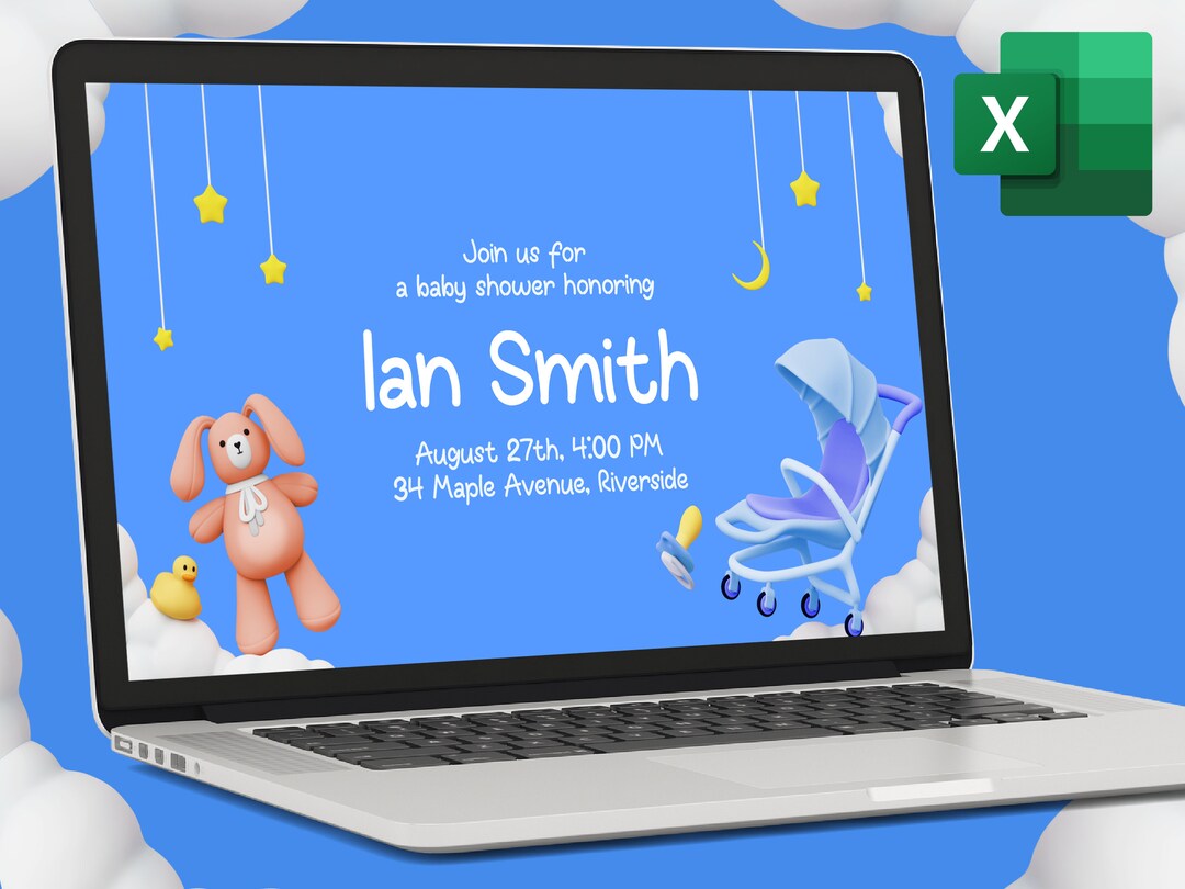 Boy Baby Shower Digital Invitation & RSVP Mini Baby Shower Etsy