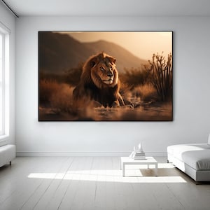 Lion picture, Lion painting, Lion safari poster, Lion printed on canvas