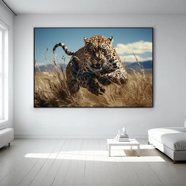 Luipaard foto, cheetah foto schilderij, luipaard puma jaguar safari poster, cheetah luipaard gedrukt op canvas