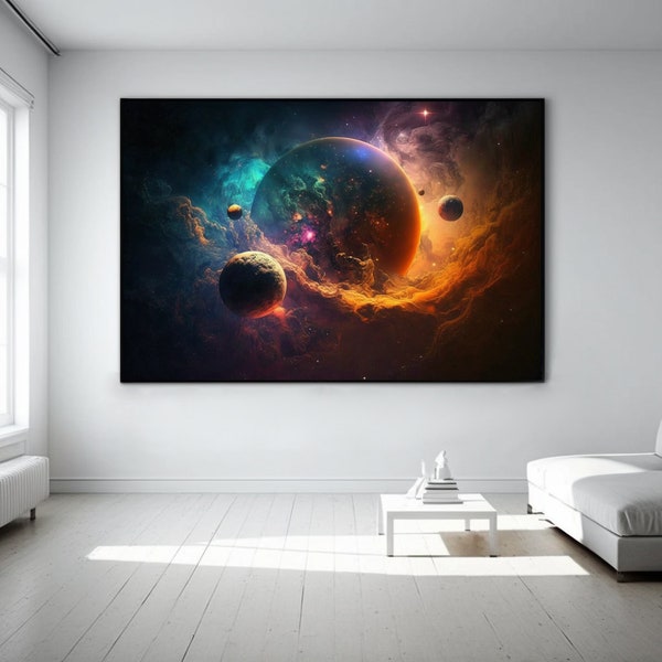 Universe Picture, Universum im All Leinwand, planeten Gemälde, Malerei, planets and earth Malerei, ÖL Malerei