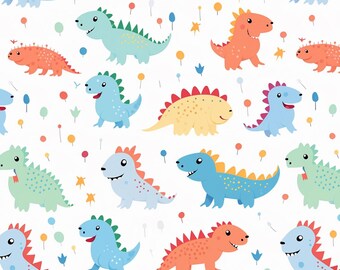Cartoon Dinosaur Fabric Cartoon Fabric Cotton Fabric Sold by The Half Yard