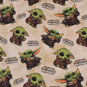 Baby Yoda Fabric Star Wars Mandalorian The Child Fabric Grogu Fabric Cartoon Fabric Cotton Fabric By The  Half Yard