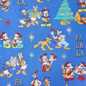 Christmas Mickey Minnie Mouse Fabric Donald Duck Goofy Fabric Cartoon Fabric Cotton Fabric By The  Half Yard