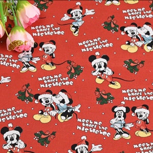 Christmas Mickey Minnie Mouse Fabric Cartoon Fabric Cotton Fabric By The  Half Yard