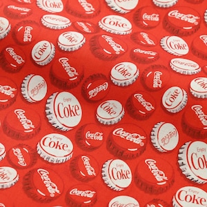 Coca-Cola-tyg, tecknat tyg, halvmeter, 100 % bomull