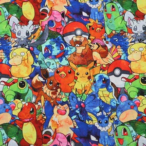 Pokemon Fabric Pikachu Fabric Pocket Monster Fabric Cartoon Fabric Cotton Fabric By The  Half Meter