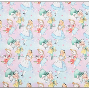 Alice nel Paese delle Meraviglie Tessuto Coniglio Tessuto Gatto del Cheshire Cappellaio Matto Bianco Coniglio Bianco Queen Cartoon Tessuto Tessuto di cotone a mezzo metro