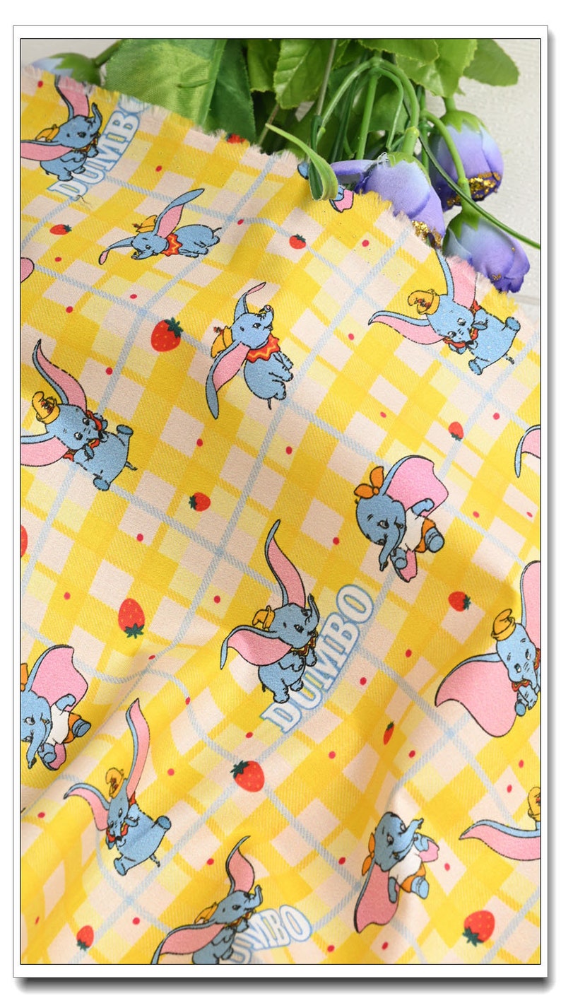 Dumbo Fabric Elephant Cartoon Fabric Cotton Fabric Sold by the Half ...