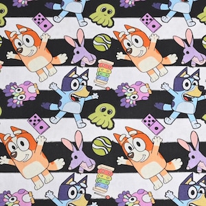 Bluey Fabric Dog Fabric Anime Fabric 100% Cotton Fabric Cartoon Cotton Fabric By The Half Yard