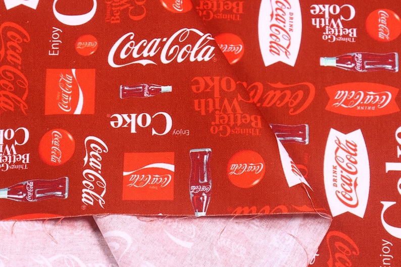 Coca-cola Fabric Red Cola Logo Glass Bottles Fabric Cartoon Fabric ...