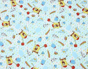 SpongeBob SquarePants Fabric SpongeBob Patrick Fabric Cartoon Fabric Cotton Fabric Sold by The Half Yard