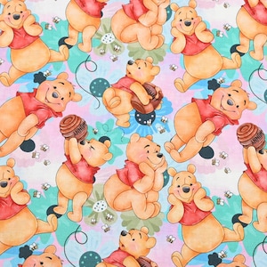 Winnie the Pooh Fabric Pooh Bear Eeyore Tigger Piglet Fabric Cartoon Fabric Cotton Fabric By The  Half Yard
