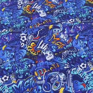 Rock & Roll Fabric Rock Band Fabric Cartoon Fabric Cotton Fabric By The Half Yard