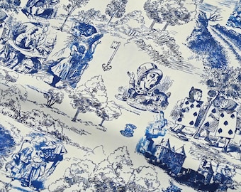 Alice in Wonderland Fabric, Cartoon Fabric, By The Half Yard, 100% Cotton
