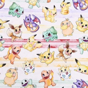 Pikachu Fabric Pokemon Pocket Monster Fabric Japanese Cartoon Fabric Cotton Fabric By The Half Yard