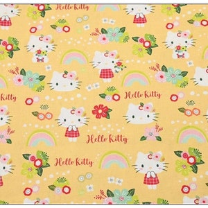 Hello Kitty Fabric Fortune Cat Fabric Japanese Cartoon Fabric Cotton Fabric By The Half Yard