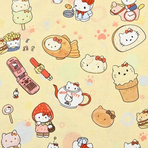 Hello Kitty Fabric Fortune Cat Fabric Japanese Cartoon Fabric Cotton Fabric By The Half Yard