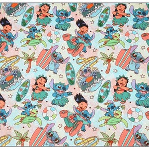 Lilo & Stitch Fabric Blue Koala Fabric Cartoon Fabric Cotton Fabric By The Half Yard