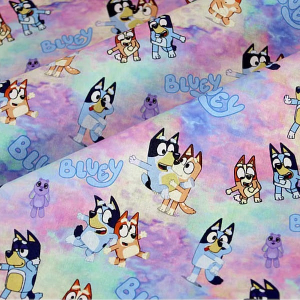 Bluey Fabric Dog Fabric Anime Fabric 100% Cotton Fabric Cartoon Cotton Fabric By The Half Yard