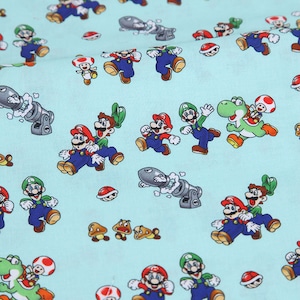 Super Mario Fabric Mario and Friends Fabric Japanese Cartoon Fabric Cotton Fabric By The  Half Meter