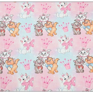 Marie Cat Fabric Aristocats Pink White-Furred Kitten Fabric Cartoon Fabric Cotton Fabric By The Half Yard