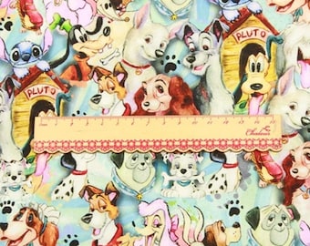 Disney Dog Fabric, Cartoon Fabric, Cotton Fabric, By The Half Yard