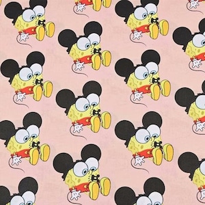 Spongebob Squarepants and Mickey & Minnie Mouse Fabric Cartoon Fabric Cotton Fabric By The Half Yard