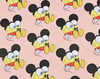 Spongebob Squarepants and Mickey & Minnie Mouse Fabric Cartoon Fabric Cotton Fabric By The Half Yard