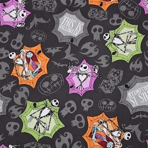 Nightmare Before Christmas Halloween Fabric Cartoon Fabric Cotton Fabric By The Half Yard