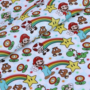 Super Mario Fabric Mario and Friends Fabric Tissu de dessin animé japonais Tissu en coton par le demi-mètre