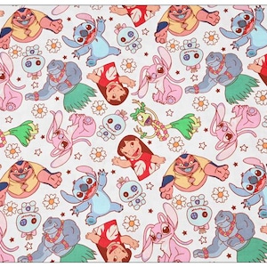 Lilo & Stitch Fabric Blue Koala Fabric Cartoon Fabric Cotton Fabric By The Half Yard