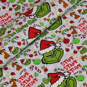 Grinch Fabric Merry Grinchmas Fabric Cartoon Fabric Cotton Fabric By The  Half Meter