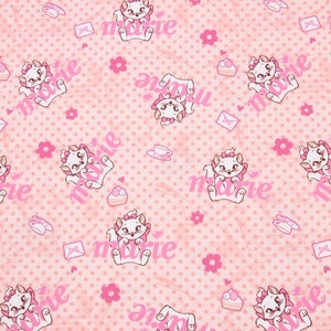 Marie Cat Fabric Aristocats Pink White-Furred Kitten Fabric Cartoon Fabric Cotton Fabric By The Half Yard