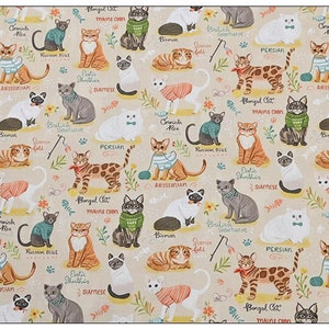 Cats Fabric Kitties Fabric Cat lover Fabric Cartoon Fabric Cotton Fabric By The Half Yard