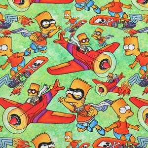 The Simpsons Fabric Bart Simpson Fabric Cartoon Fabric Cotton Fabric By The Half Yard