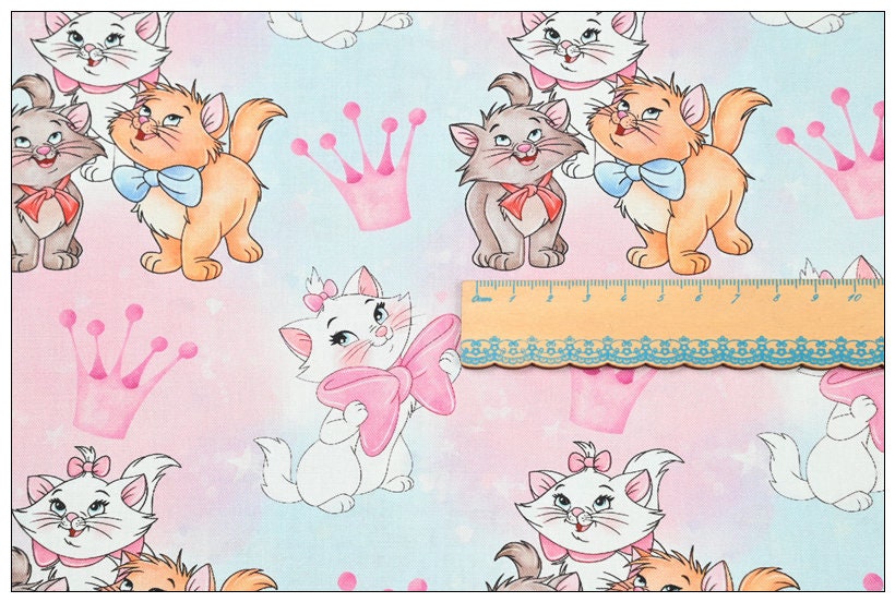 Marie Cat Fabric Aristocats Pink White-furred Kitten Fabric Cartoon ...