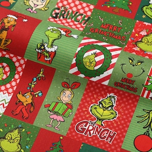 The Grinch Fabric Cartoon Fabric Cotton Fabric By The Half Yard
