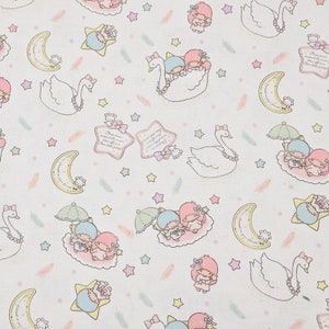 Sanrio Little Twin Star Kiki&Rara Character Fabric Cartoon Fabric Cotton Fabric By The  Half Yard