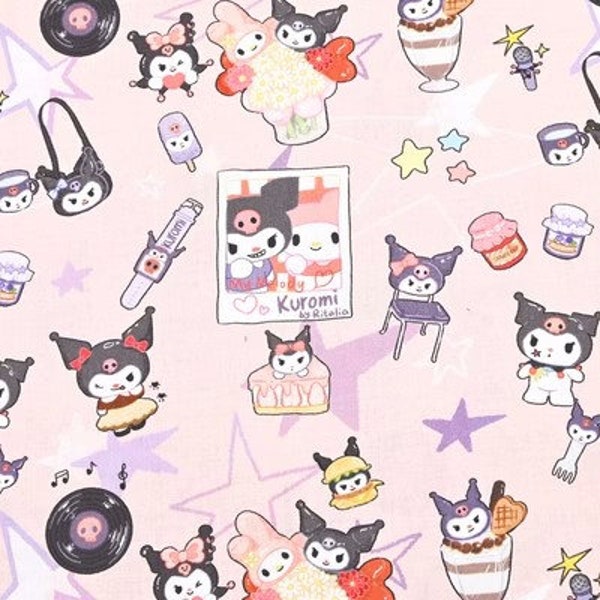 Sanrio Kuromi Fabric Kawaii Kuromi Halloween Fabric Cartoon Fabric Cotton Fabric By The Half Yard