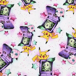 Pikachu Fabric Pokemon Pocket Monster Fabric Japanese Cartoon Fabric Cotton Fabric By The  Half Yard