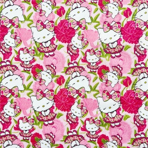 Hello Kitty Fabric Fortune Cat Fabric Japanese Cartoon Fabric Cotton Fabric By The Half Yard