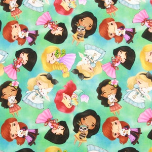 Princess Fabric Snow White Ariel Rapunzel Aurora Cinderella Jasmine Fabric Cartoon Fabric Cotton Fabric By The Half Yard