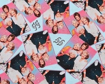 Tissu style Golden Girls, années 80-90, inspiré des séries télé, films et dessins animés pop. Tissu en coton vendu au demi-mètre.