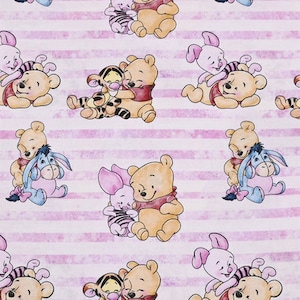 Pink Winnie the Pooh Fabric Christmas Pooh Bear Eeyore Tigger Piglet Fabric Cartoon Fabric Cotton Fabric By The Half Yard