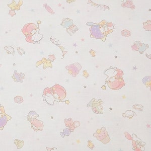 Sanrio Little Twin Star Kiki&Rara Character Fabric Cartoon Fabric Cotton Fabric By The Half Yard